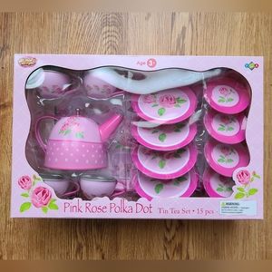LITTLE MOPPET 15-Piece Pink Rose Polka Dot Tea Set